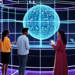 **

"A diverse group of people from around the world collaborating on a digital project within a holographic, interconnected network. The scene emphasizes transparency and community involvement, with data streams visualizing blockchain transactions and voting processes.  The overall tone is optimistic and forward-looking, showcasing the potential of DAOs for global collaboration. Use a vibrant, modern color palette."

**